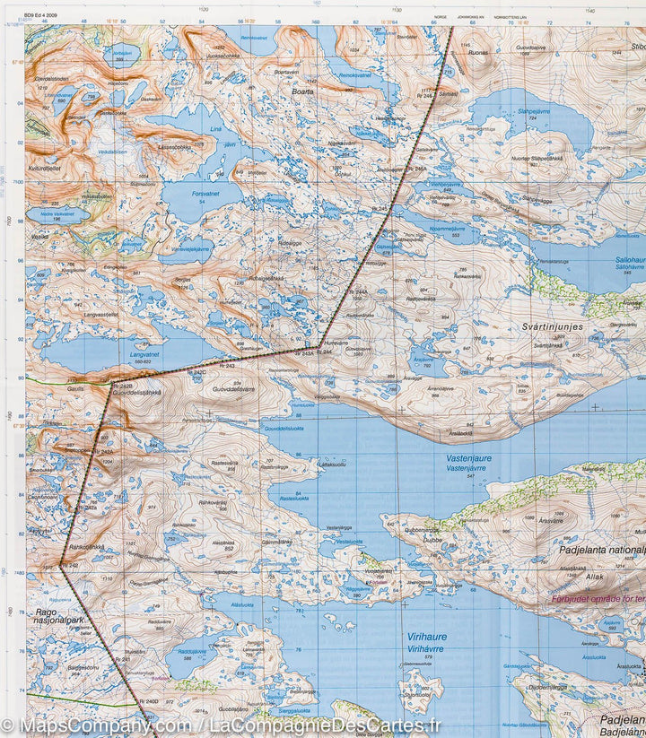 Carte de plein air n° SE.F.BD09 - Parc de Padjelanta & Sulitelma (Suède) | Norstedts - Fjällkartan carte pliée Norstedts 