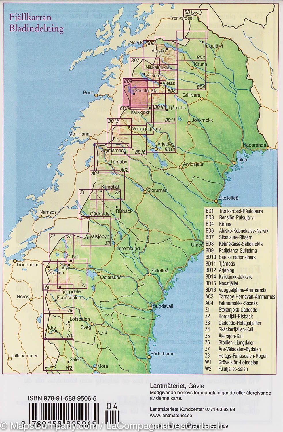 Carte de plein air n° BD9 - Parc de Padjelanta & Sulitelma (Suède) | Norstedts - Fjällkartan carte de randonnée Norstedts