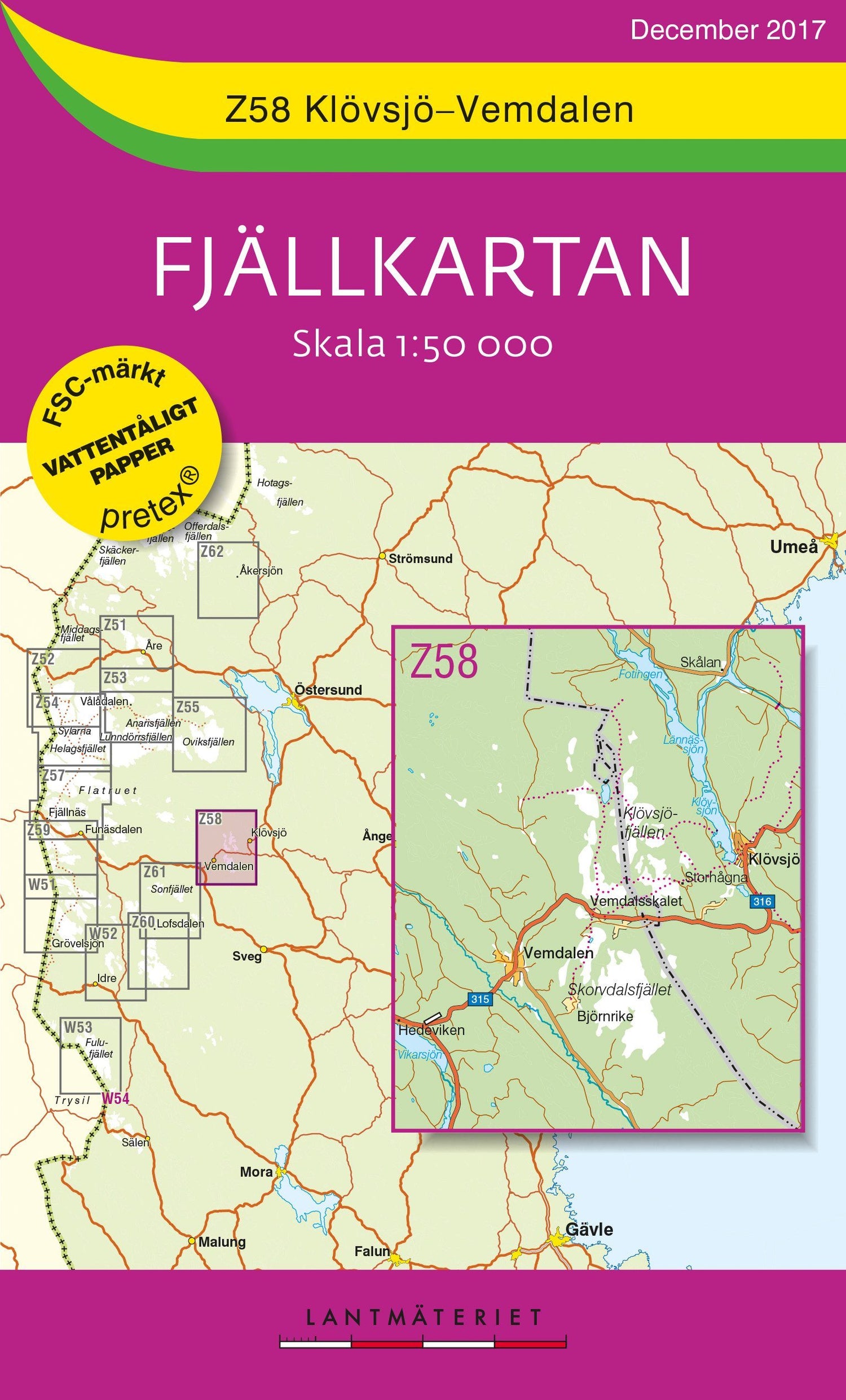 Carte de plein air n° Z58 - Klövsjö, Vemdalen (Suède) | Norstedts - Fjällkartan carte de randonnée Norstedts Default Title