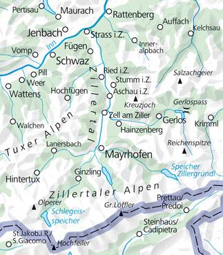 Carte de plein air n° WK.09 - Zillertal FMS (Autriche) | Kümmerly & Frey carte de randonnée Kümmerly & Frey