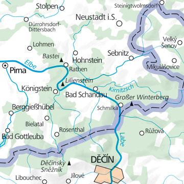 Carte de plein air n° WK.18 - Elbsandsteingebirge /massif gréseux de l'Elbe (Allemagne) | Kümmerly & Frey carte de randonnée Kümmerly & Frey