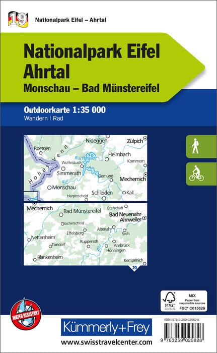 Carte de plein air n° WK.19 - Nationalpark Eifel, Ahrtal (Allemagne) | Kümmerly & Frey carte pliée Kümmerly & Frey 