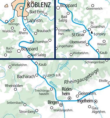 Carte de plein air n° WK.32 - Oberer Mittelrhein - Koblenz à Bingen FMS (Allemagne) | Kümmerly & Frey carte pliée Kümmerly & Frey 