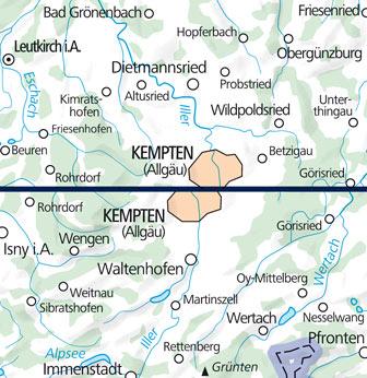 Carte de plein air n° WK.46 - Kempten, Allgäu (Allemagne) | Kümmerly & Frey carte de randonnée Kümmerly & Frey