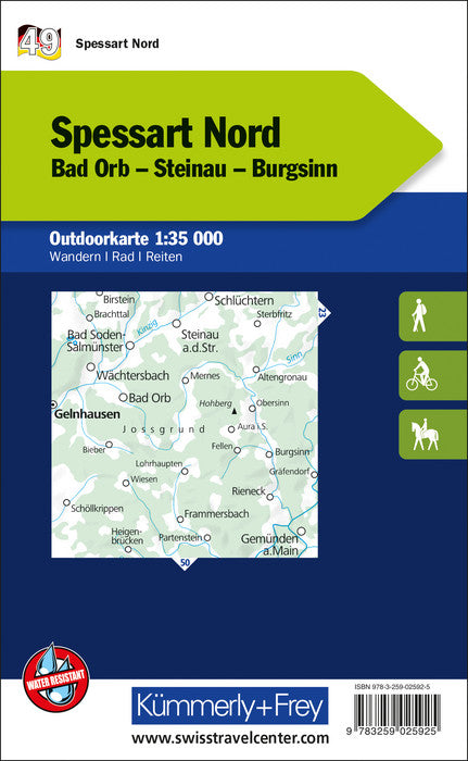 Carte de plein air n° WK.49 - Spessart Nord (Allemagne) | Kümmerly & Frey carte de randonnée Kümmerly & Frey