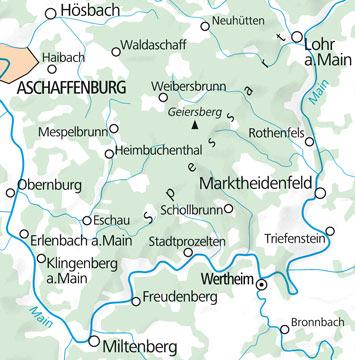 Carte de plein air n° WK.50 - Hochspessart FMS (Allemagne) | Kümmerly & Frey carte de randonnée Kümmerly & Frey