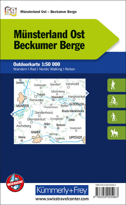 Carte de plein air n° WK.59 - Münsterland Est, Beckumer Berge (Allemagne) | Kümmerly & Frey carte de randonnée Kümmerly & Frey