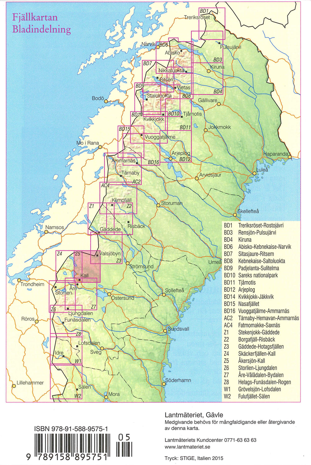Carte de plein air n° Z5 - Akersjön, Kall (Suède) | Norstedts - Fjällkartan carte pliée Norstedts 