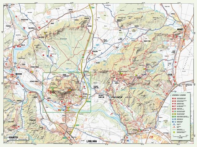 Carte de poche - Šmarna Gora & Rašica (Slovénie) | Kartografija plan de ville Kartografija