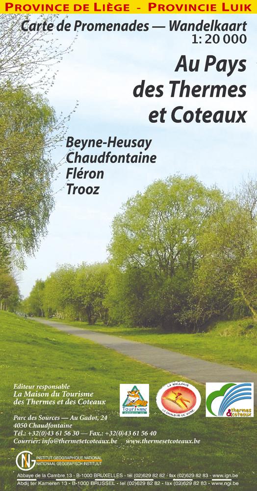 Carte de promenades - Au Pays des Thermes et Coteaux (Belgique) | NGI carte pliée IGN Belgique 