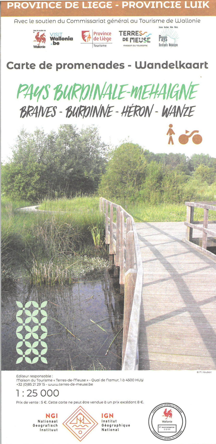 Carte de promenades - Burdinale - Mehaigne (Belgique) | NGI carte pliée IGN Belgique 