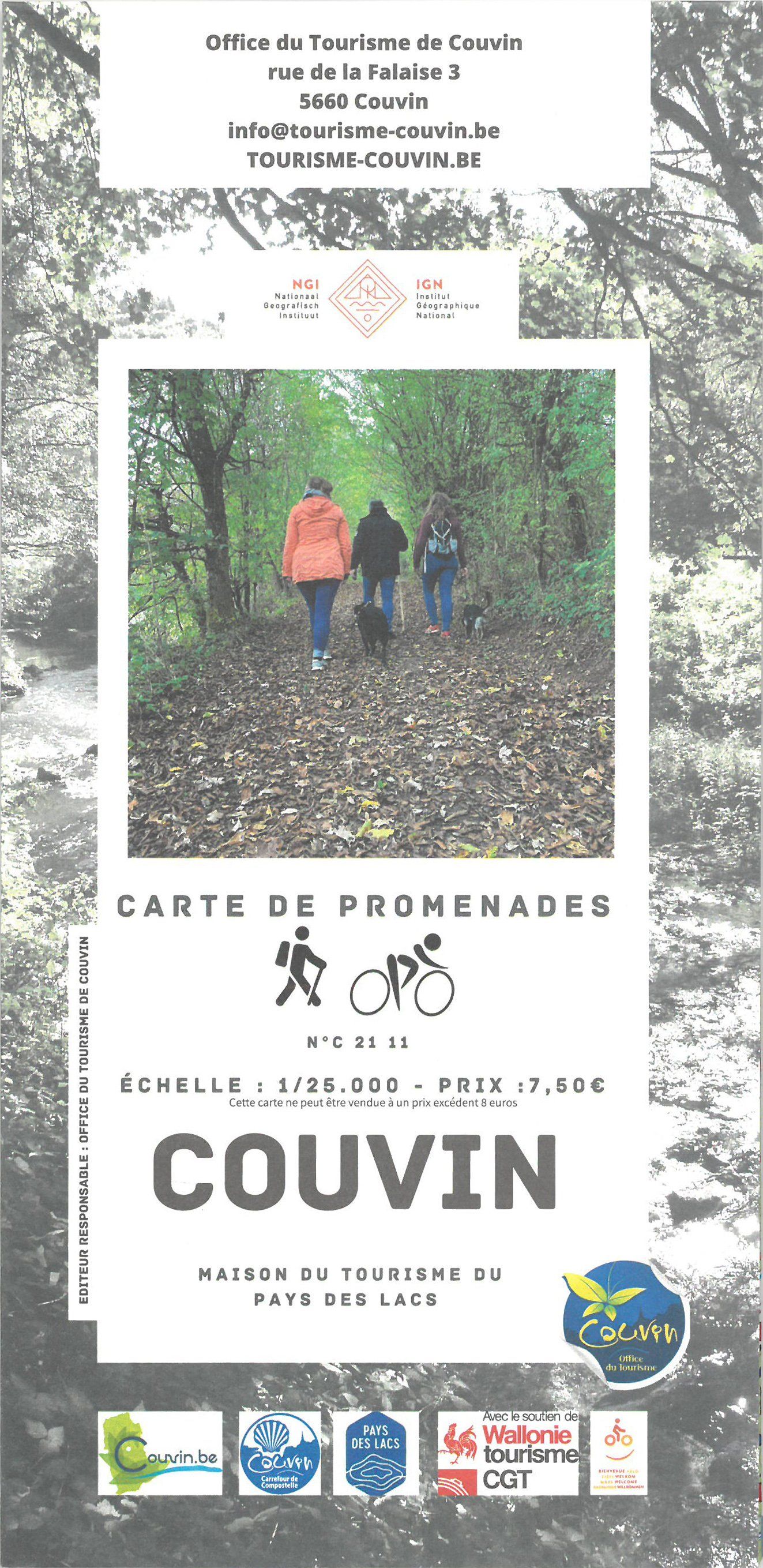 Carte de promenades - Couvin (Belgique) | NGI carte de randonnée IGN Belgique