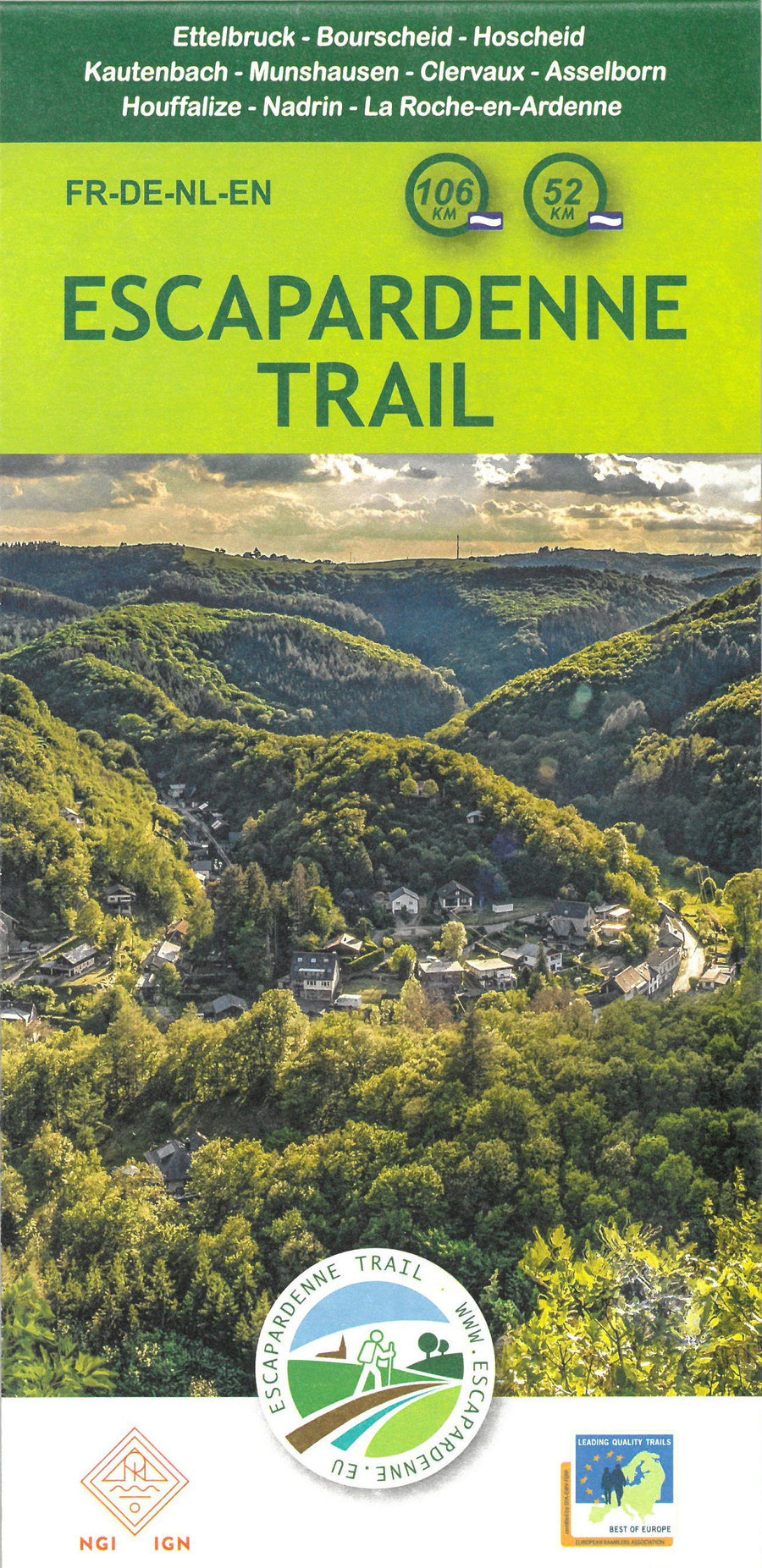 Carte de promenades - Escapardenne Eisleck Trail (Belgique) | NGI carte pliée IGN Belgique 