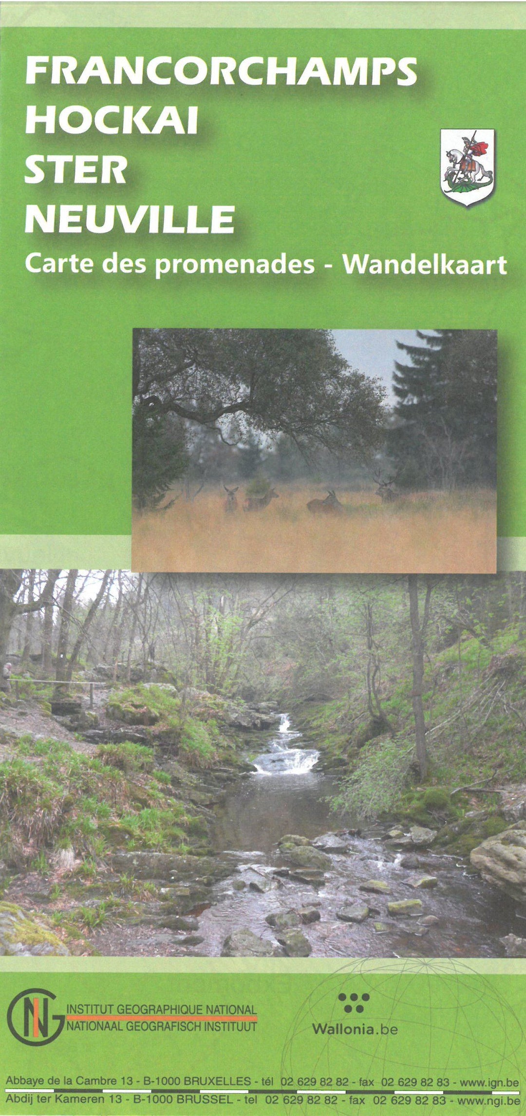 Carte de promenades - Francorchamps, Hockai, Ster, Neuville (Belgique) | NGI carte pliée IGN Belgique 