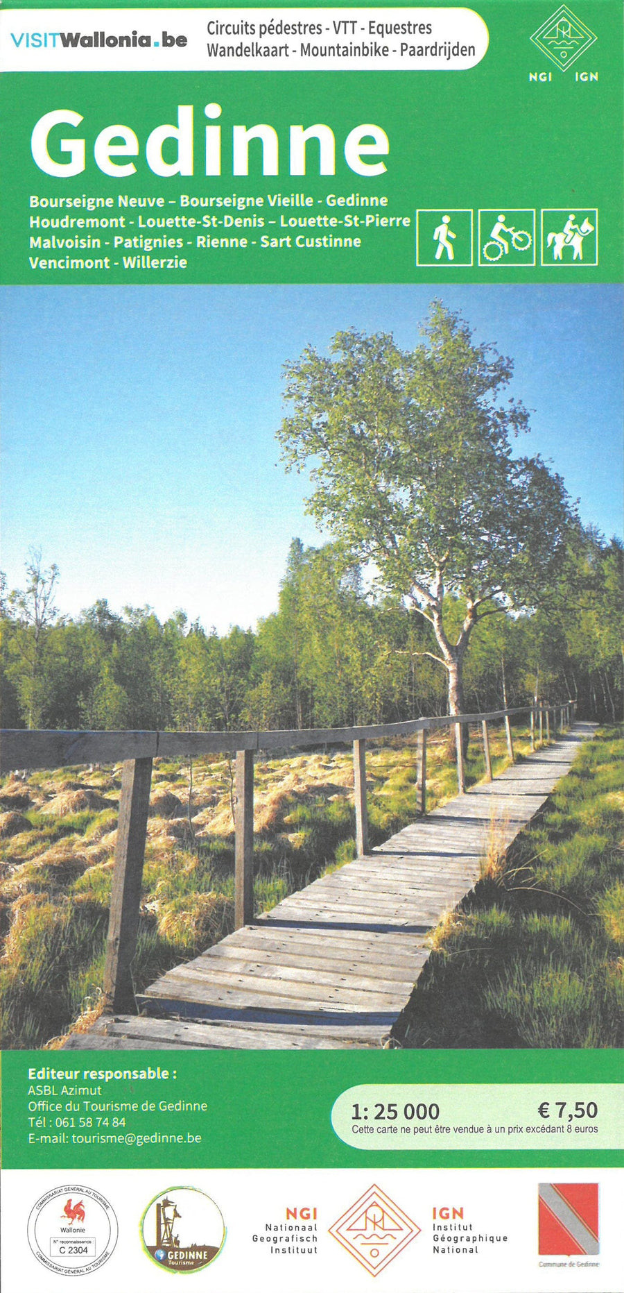 Carte de promenades - Gedinne (Belgique) | NGI carte pliée IGN Belgique 