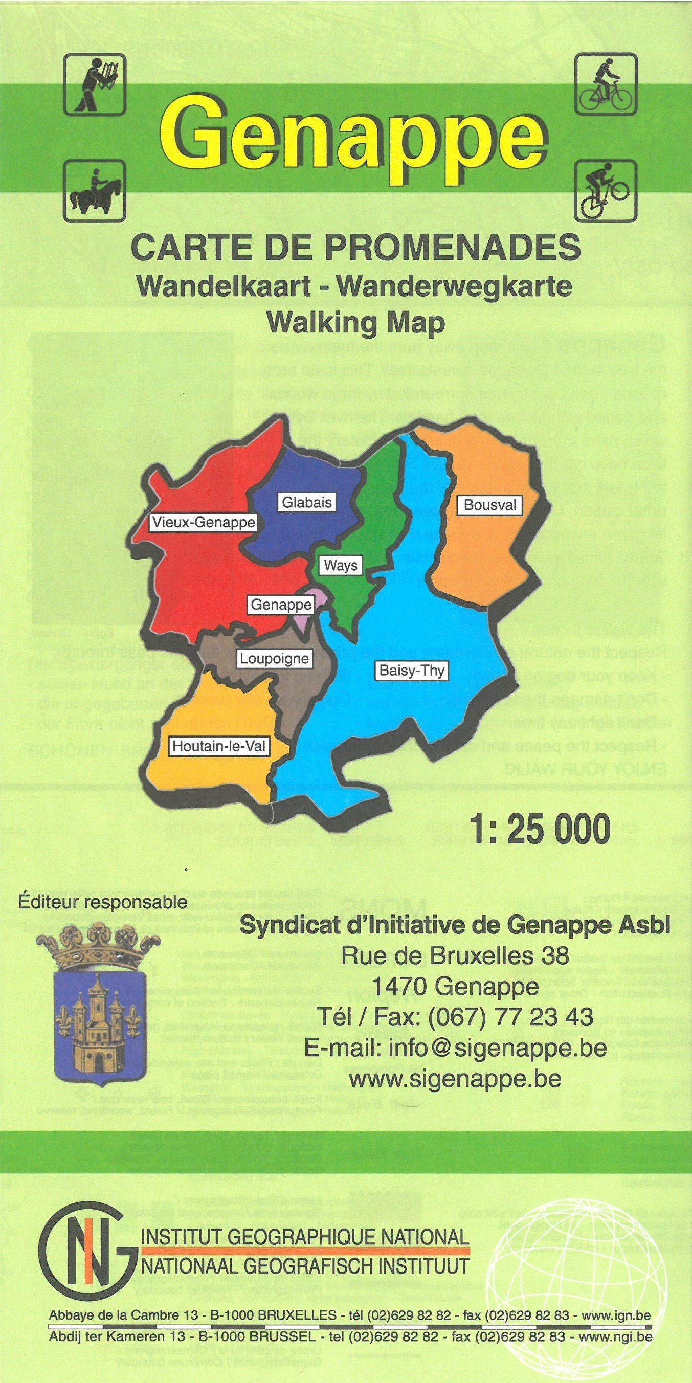 Carte de promenades - Genappe (Belgique) | NGI carte de randonnée IGN Belgique Default Title