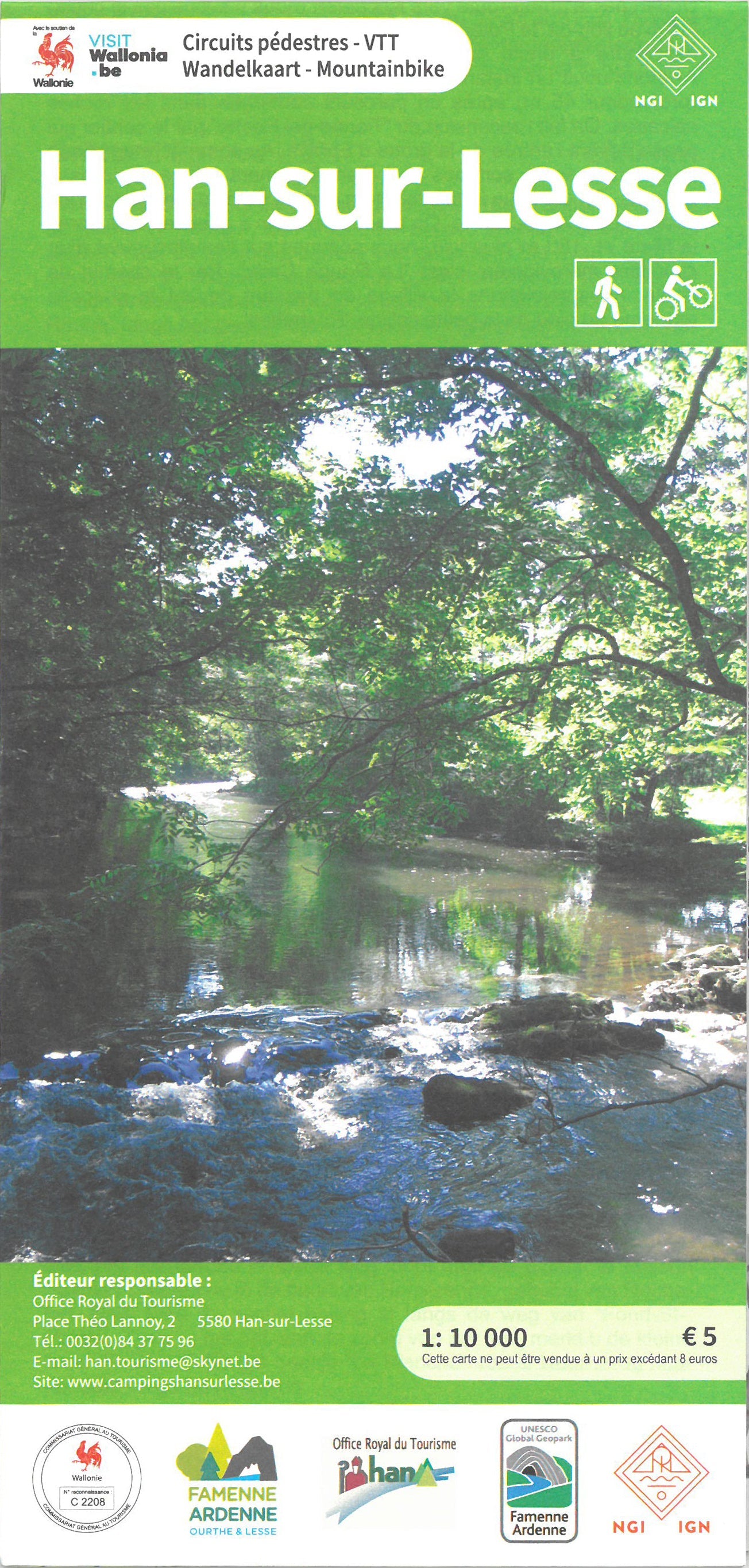 Carte de promenades - Han-sur-Lesse (Belgique) | NGI carte de randonnée IGN Belgique