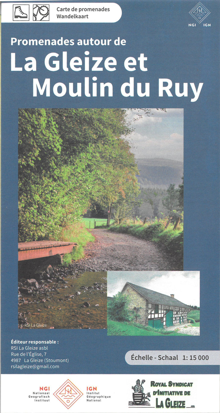 Carte de promenades - La Gleize et Moulin du Ruy (Belgique) | NGI carte pliée IGN Belgique 