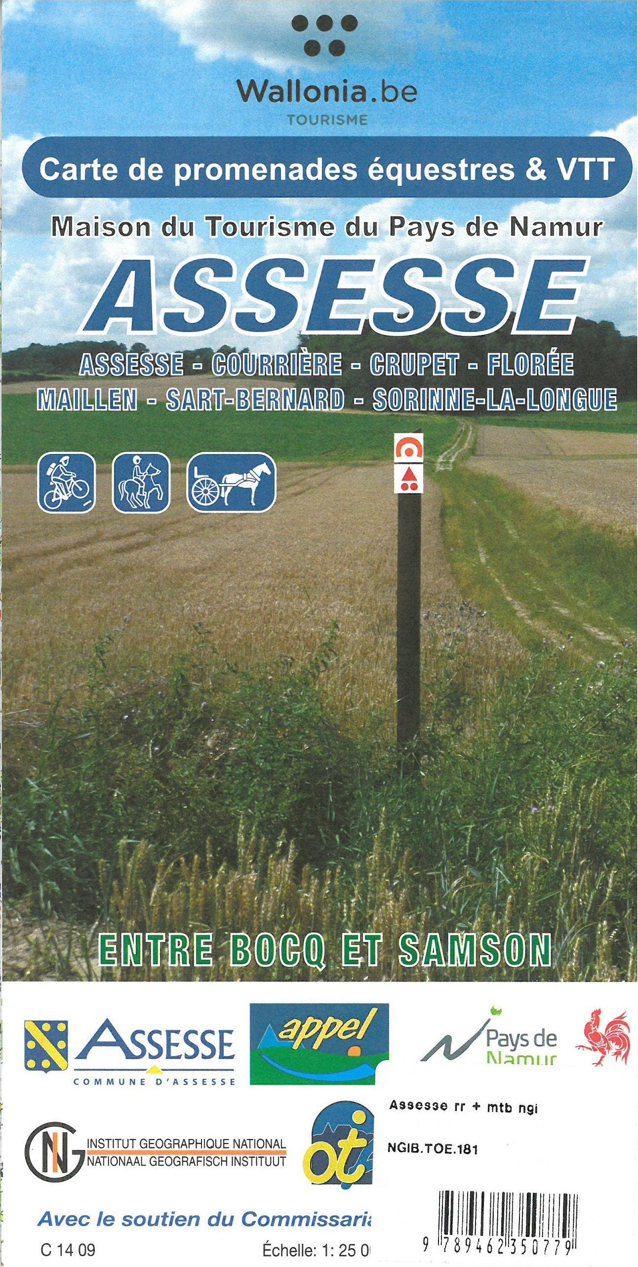 Carte de promenades pédestre, VTT et équestre - Assesse (Belgique) | NGI carte de randonnée IGN Belgique Default Title