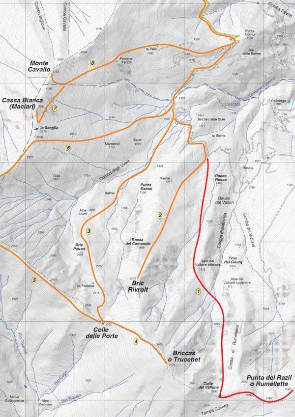 Carte de randonnée à ski n° 1 - Val Chisone, Val Pellice, Val Germanasca | Fraternali - 1/25 000 carte de randonnée Fraternali