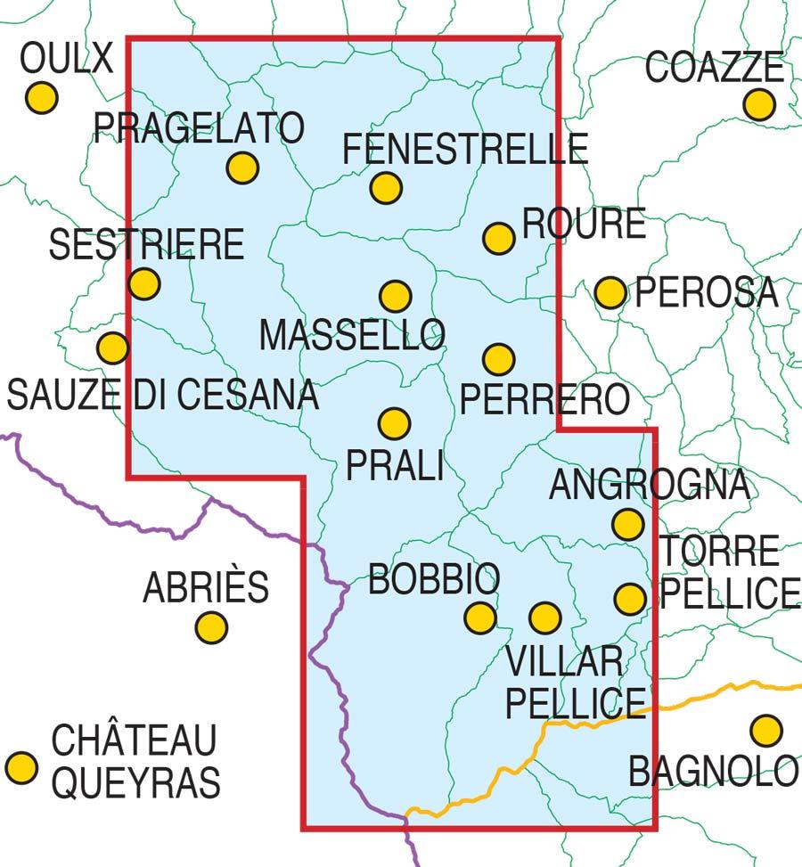 Carte de randonnée à ski n° 1 - Val Chisone, Val Pellice, Val Germanasca | Fraternali - 1/25 000 carte pliée Fraternali 