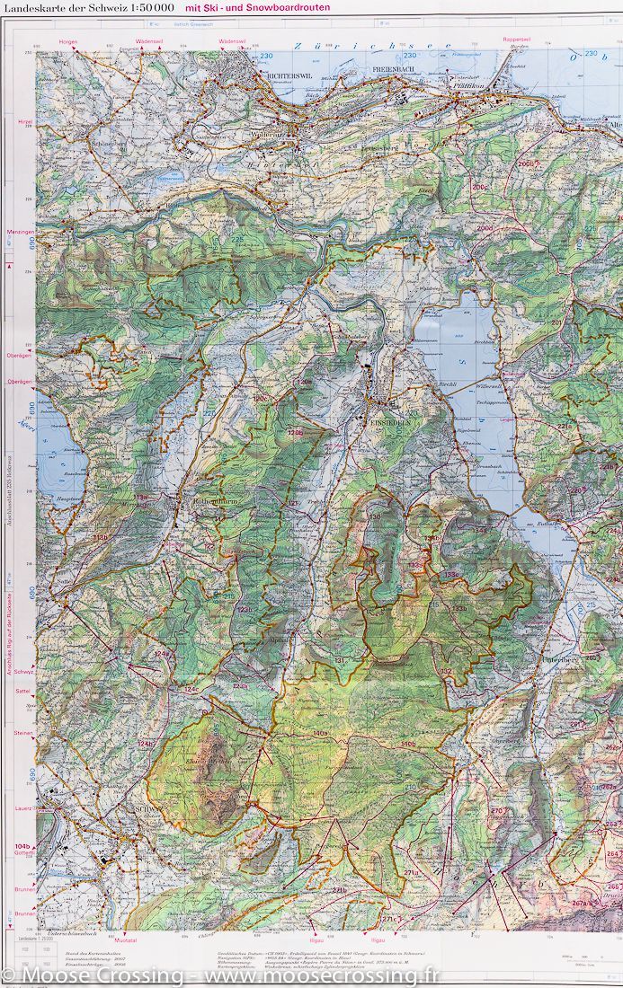 Carte de randonnée à ski n° 236S - Lachen, Rigi, Ybrig, Glärnisch (Suisse) | Swisstopo - ski au 1/50 000 carte de randonnée Swisstopo