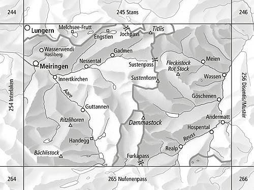 Carte de randonnée à ski n° 255S - Sustenpass (Suisse) | Swisstopo - ski au 1/50 000 carte de randonnée Swisstopo