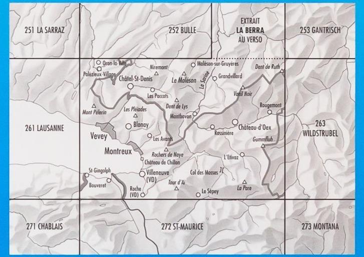 Carte de randonnée à ski n° 262S - Rochers de Naye (Suisse) | Swisstopo - ski au 1/50 000 carte de randonnée Swisstopo