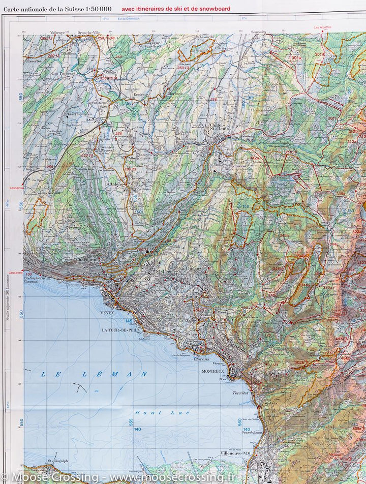 Carte de randonnée à ski n° 262S - Rochers de Naye (Suisse) | Swisstopo - ski au 1/50 000 carte pliée Swisstopo 