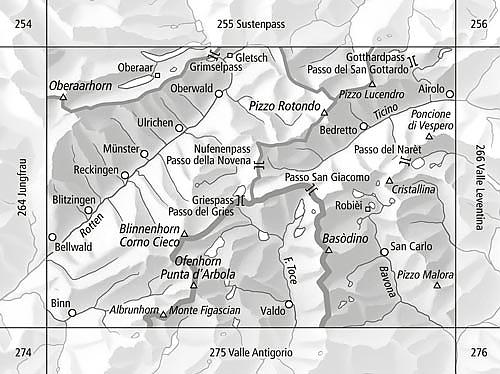 Carte de randonnée à ski n° 265S - Nufenenpass (Suisse) | Swisstopo - ski au 1/50 000 carte de randonnée Swisstopo