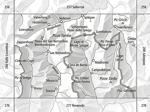 Carte de randonnée à ski n° 267S - San Bernardino (Suisse) | Swisstopo - ski au 1/50 000 carte de randonnée Swisstopo