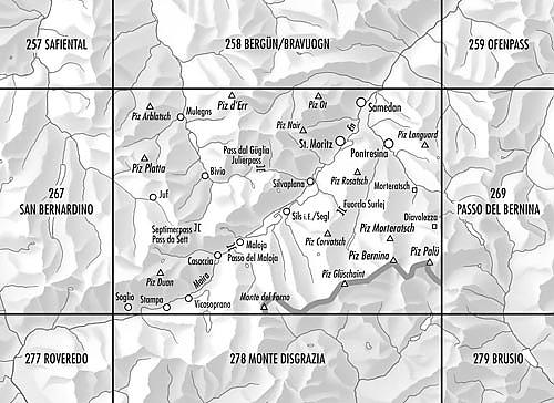 Carte de randonnée à ski n° 268S - Julierpass (Suisse) | Swisstopo - ski au 1/50 000 carte de randonnée Swisstopo