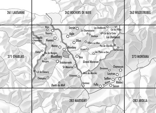 Carte de randonnée à ski n° 272S - St-Maurice (Suisse) | Swisstopo - ski au 1/50 000 carte de randonnée Swisstopo