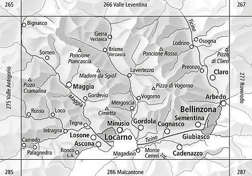 Carte de randonnée à ski n° 276S - Val Vercasca (Suisse) | Swisstopo - ski au 1/50 000 carte de randonnée Swisstopo