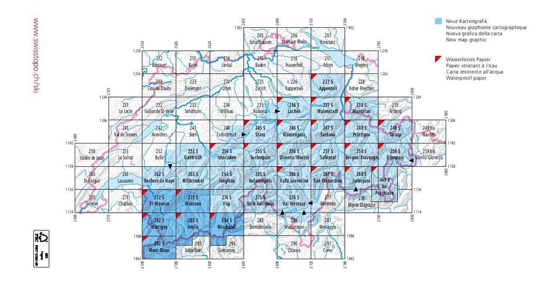 Carte de randonnée à ski n° 284S - Mischabel, Zermatt (Suisse) | Swisstopo - ski au 1/50 000 carte pliée Swisstopo 