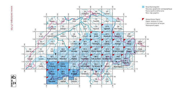 Carte de randonnée à ski n° 284S - Mischabel, Zermatt (Suisse) | Swisstopo - ski au 1/50 000 carte pliée Swisstopo 