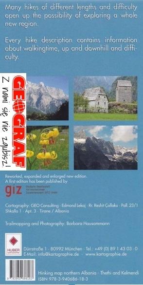 Carte de randonnée - Albanie Nord (Thethi, Kelmendi) | Huber carte de randonnée Huber