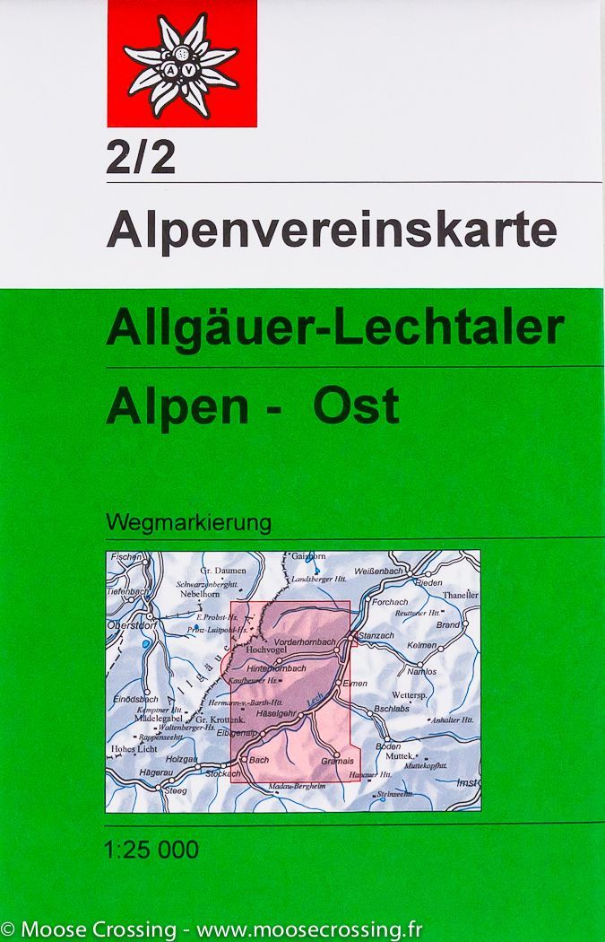 Carte de randonnée - Alpes d'Allgäu & Lechtal Est (Allemagne, Autriche), n° 2/2 | Alpenverein carte de randonnée Alpenverein