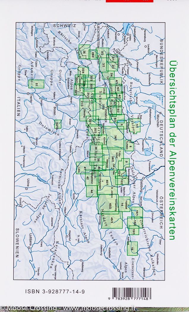 Carte de randonnée - Alpes d'Allgäu & Lechtal Est (Allemagne, Autriche), n° 2/2 | Alpenverein carte de randonnée Alpenverein