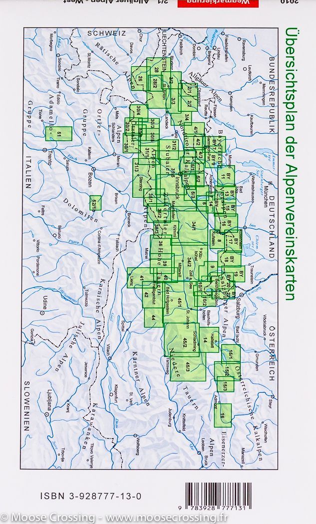 Carte de randonnée - Alpes d'Allgäu & Lechtal Ouest (Allemagne, Autriche), n° 2/1 | Alpenverein carte de randonnée Alpenverein