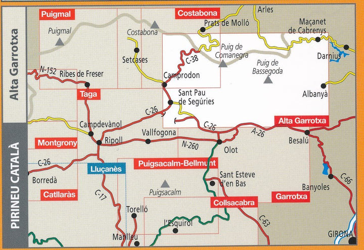 Carte de randonnée - Alta Garrotxa, Comanegra, Bassegoda, el Mont (Pyrénées catalanes) | Alpina carte pliée Editorial Alpina 