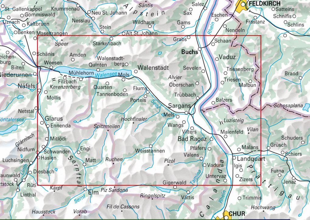 Carte de randonnée backcountry n° HKF.WK.03 - Heidiland, Flumserberg (Suisse) | Hallwag carte de randonnée Hallwag