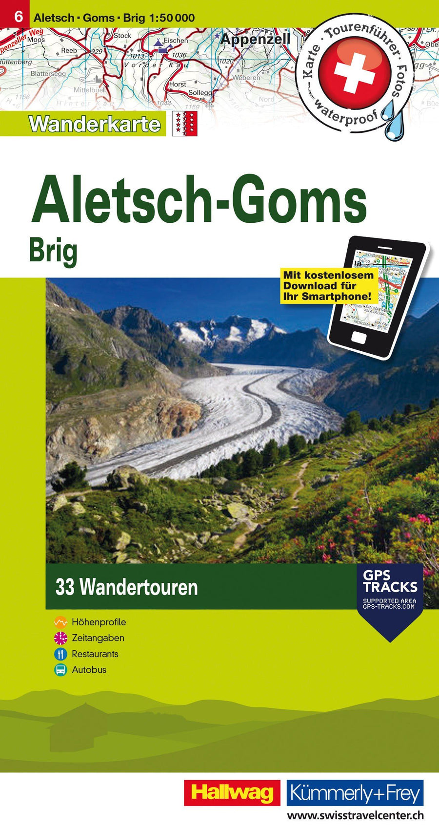 Carte de randonnée backcountry n° HKF.WK.06 - Aletsch-Goms, Brig (Suisse) | Hallwag carte pliée Hallwag 