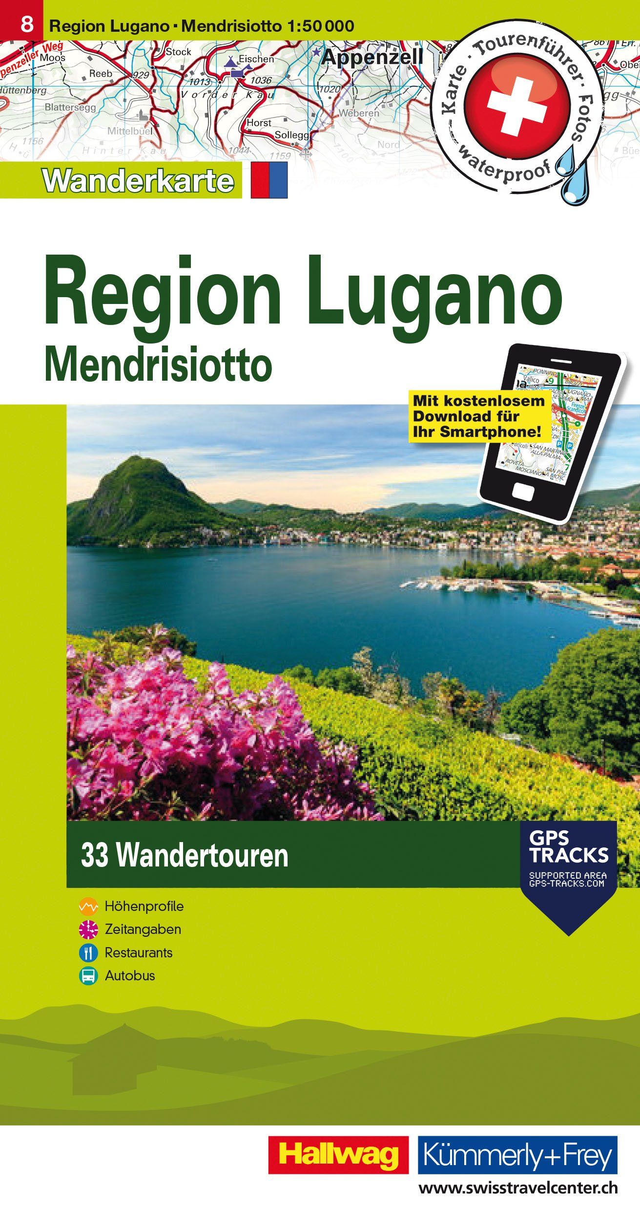 Carte de randonnée backcountry n° HKF.WK.08 - Lugano Région, Mendrisiotto (Suisse) | Hallwag carte de randonnée Hallwag Default Title
