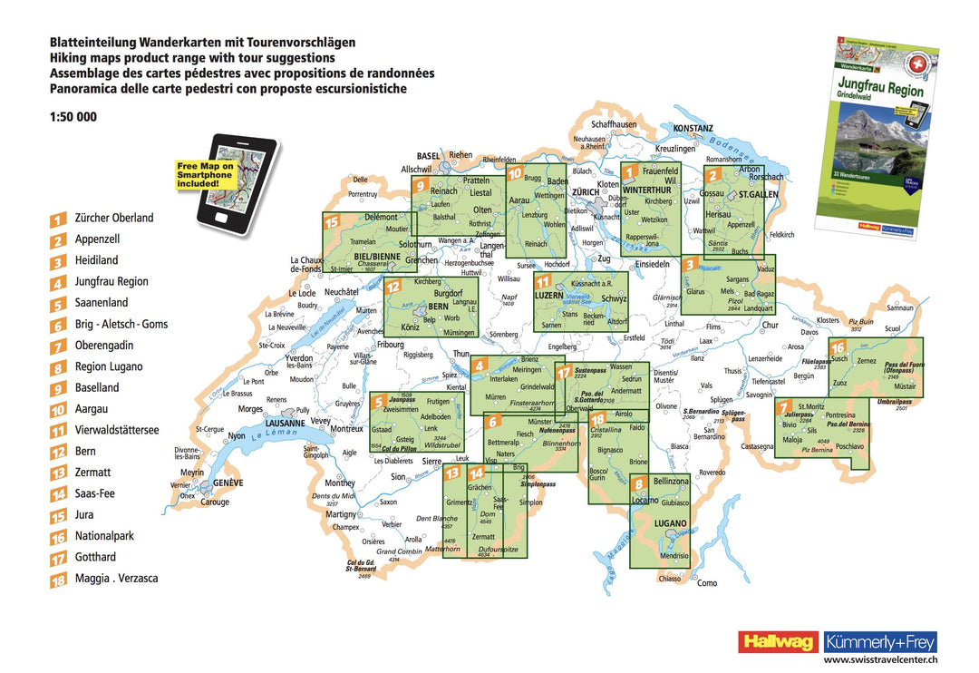 Carte de randonnée backcountry n° HKF.WK.10 - Aargau, Wasserschloss Schweiz (Suisse) | Hallwag carte pliée Hallwag 