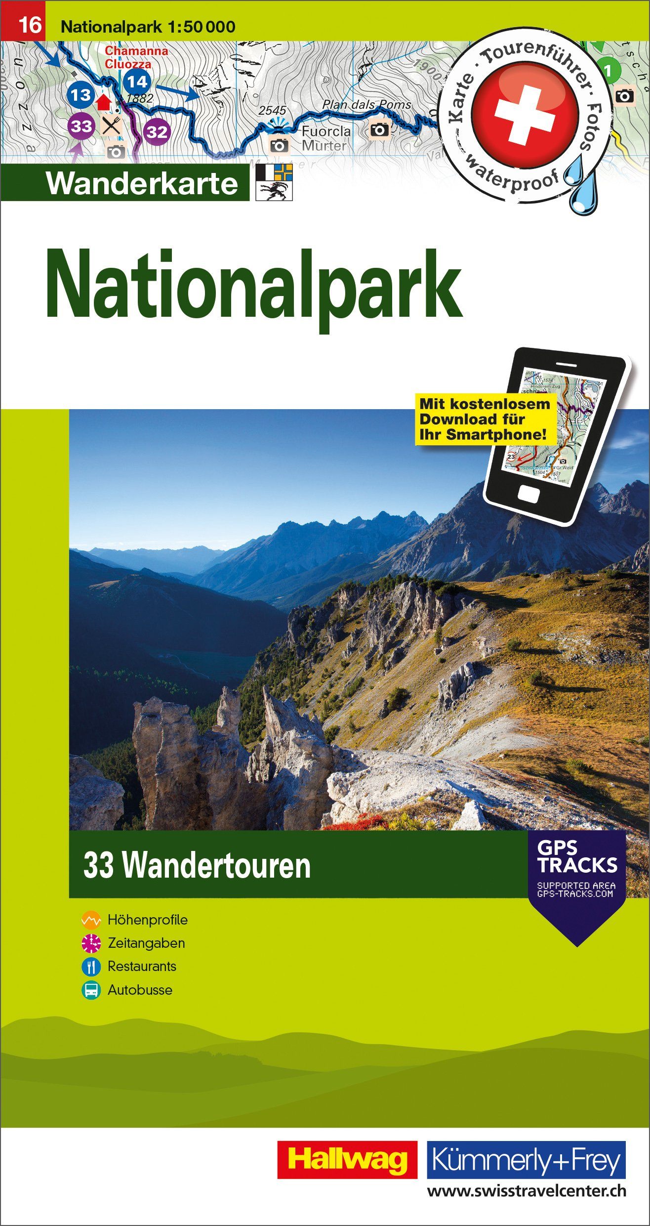 Carte de randonnée backcountry n° HKF.WK.16 - Nationalpark (Suisse) | Hallwag carte de randonnée Hallwag Default Title