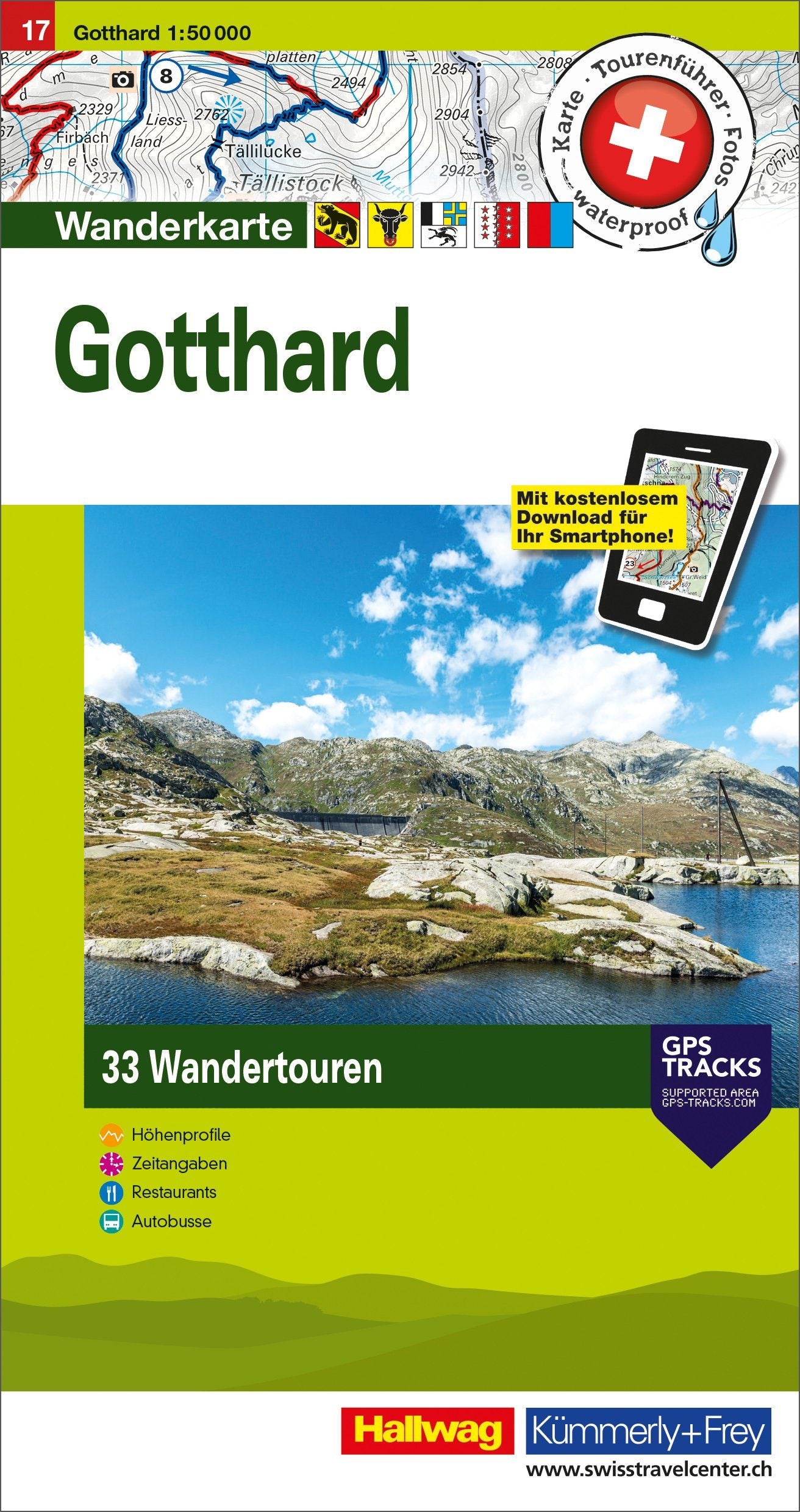 Carte de randonnée backcountry n° HKF.WK.17 - Gotthard (Suisse) | Hallwag carte de randonnée Hallwag Default Title