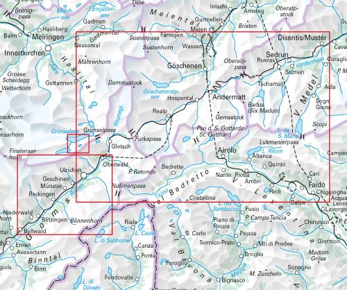 Carte de randonnée backcountry n° HKF.WK.17 - Gotthard (Suisse) | Hallwag carte de randonnée Hallwag