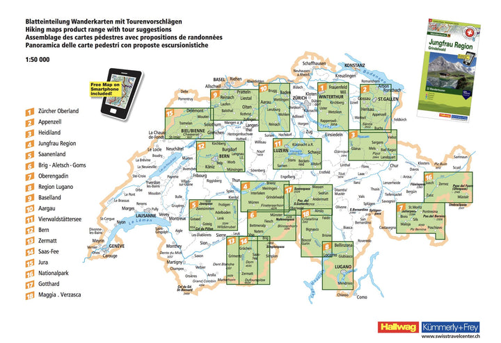 Carte de randonnée backcountry n° HKF.WK.18 - Maggia, Verzasca, Locarno, Ascona (Suisse) | Hallwag carte pliée Hallwag 