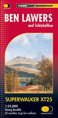 Carte de randonnée - Ben Lawers & Schiehallion XT25 | Harvey Maps - Superwalker maps carte pliée Harvey Maps 